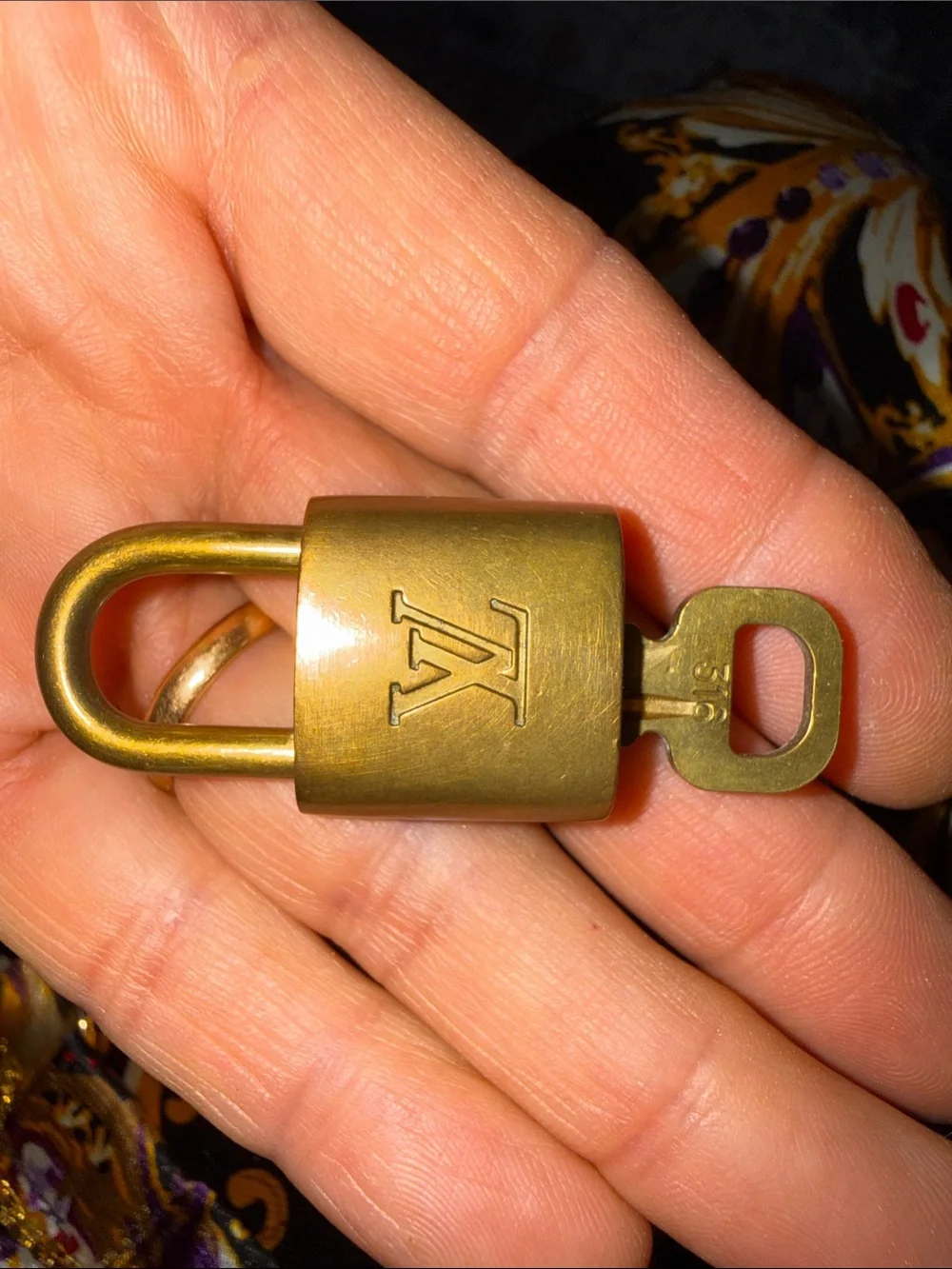 Louis Vuitton #316. Gold Tone made in France Padlock with Key